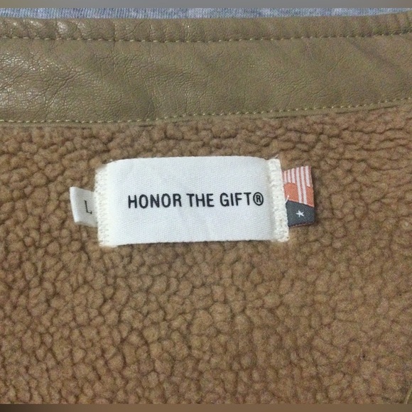 Honor the Gift Tan Vegan Leather And Knit Cardigan Men’s Size L - Picture 3 of 7